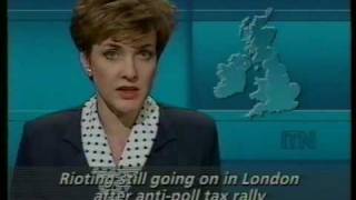 ITN Newsflash London poll tax riots 31031990 [upl. by Kellsie]