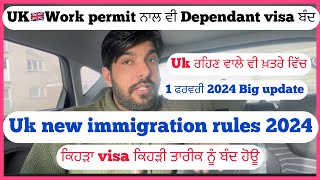 Uk new immigration rules 2024 Uk care worker visa update Uk dependant visa closed [upl. by Naujej803]