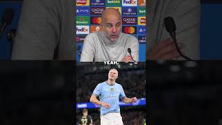 Erling Haaland isnt human according to Pep Guardiola 😂🤖 shorts manchestercity erlinghaaland [upl. by Drexler]