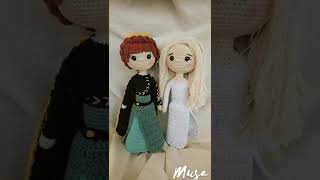 Muestra muñecas Anna y Elsa de película Frozen tejidas a crochet amigurumi shorts [upl. by Ttennaej748]