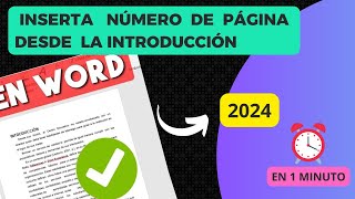 CÓMO poner NÚMERO de PÁGINA desde la INTRODUCCIÓN 2024 FÁCIL Y RÁPIDO [upl. by Shuping]