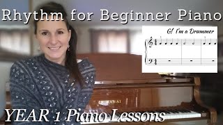 Basic Rhythm  PLUS how to play your first song on piano Beginner Piano Course Lesson 3 [upl. by Halvaard267]