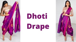 Dhoti Style Saree Draping  Easy Silk Saree Draping  Tia Bhuva [upl. by Naicul985]