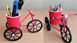 Dekoratif Masaüstü Bisiklet Kalemlik Yapımı  Paper Cycle Pen Stand  paper crafts [upl. by Husha471]