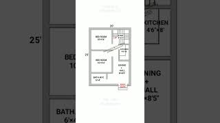 20×25 house plan  20×25 village plan  20×25 2bhk plan shortvideo houseplan smallhouse ytshorts [upl. by Aihcats257]