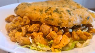 🇸🇷 Surinaamse bara gevuld met kip kerrie masala recept Surinamese Chicken donor curry recipe [upl. by Miksen311]