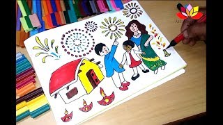 How to Draw Diwali Coloring Pages for Kids [upl. by Nimajnab238]