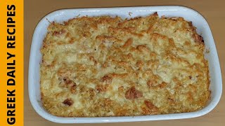 Σουφλέ ζυμαρικών με διάφορα τυριά  Pasta soufflé with various cheeses Greek daily recipes [upl. by Aivyls]