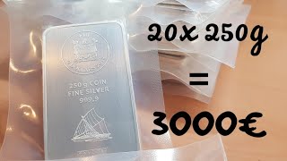 20x 250g Silberbarren unboxing [upl. by Meece]