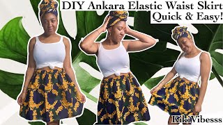 Beginner Friendly DIY Elastic Waist Skirt  Using Ankara Fabric  Quick and Easy [upl. by Elleral587]