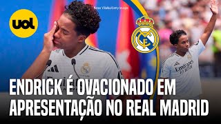 ENDRICK É OVACIONADO E SE EMOCIONA EM APRESENTAÇÃO NO REAL MADRID COM SANTIAGO BERNABÉU LOTADO [upl. by Botti681]