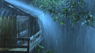 Goodbye Stress to Sleep Instantly with Heavy Rain amp Thunder on Old Metal Roof in Rainforest at Night [upl. by Shanta683]