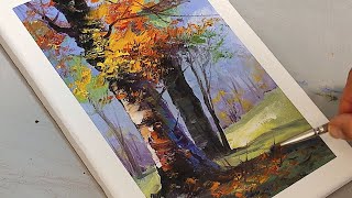 Autumn Beauty  A CloseUp View of a Tree with Yellow and Orange Leaves  Oil Painting [upl. by Slein72]