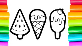 How to Draw Cute Icecream Step by Step  DRAWING AND COLORING ICE CREAM EASY STEP BY STEP artwork [upl. by Hogarth]