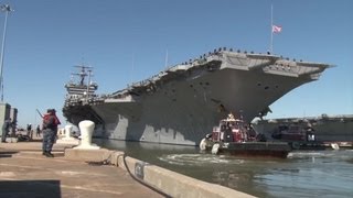 Aircraft Carrier USS Enterprise Departs Naval Station Norfolk [upl. by Anemolif757]