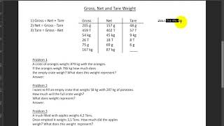 Gross Net and Tare Weight [upl. by Eixirt]