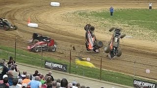 SPRINT CARS at Lincoln Park Speedway  Massive Crashes and Close Dirt Track Racing [upl. by Selby]