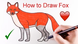 How to Draw Fox Coloring Pages  for Kids  Easy Kids Drawings [upl. by Seko775]