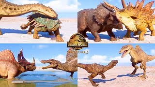 ALL MIXED SOCIAL ANIMATIONS OF DINOSAURS IN SECRET SPECIES PACK JURASSIC WORLD EVOLUTION 2 [upl. by Cleve]