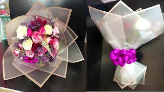 how to wrap flower bouquet new round bouquet wrapping easy techniques [upl. by Irneh806]