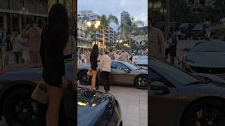 Tall Lady arrive to Monte Carlo with Ferrari monaco short shorts youtubeshorts [upl. by Derayne]