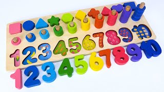 Numbers Counting 1  10 Shapes with Puzzle  Preschool Toddler Learning Toy Video [upl. by Hcib]