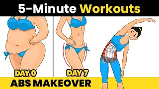 5 Minute ABS MAKEOVER Belly Fat and Thighs Workout to Lose Weight at Home Fast [upl. by Zizaludba]