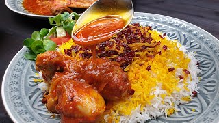 Berberitzen Safranreis mit Hähnchen saffron barberries chicken زرشک پلو با مرغ zereshk Polo Morgh [upl. by Maryrose]