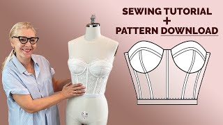 Bustier With Boning and Cups  Sewing Tutorial  Pattern Download [upl. by Atilol322]