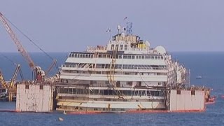 Timelapse video shows first stages of Costa Concordia refloat [upl. by Eadahs]