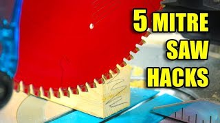 5 Quick Mitre Saw Hacks  Woodworking Tips and Tricks [upl. by Dnesnwot]