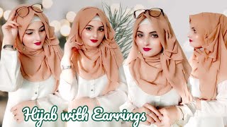 New hijab style 2024  hijab with earrings  hijab style for wedding party [upl. by Nita997]