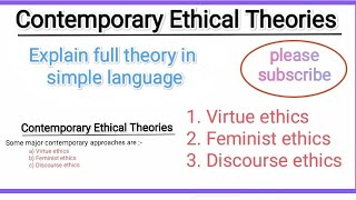 contemporary ethical theories virtue ethics feminist ethics discourse ethics business ethics [upl. by Ocinemod]