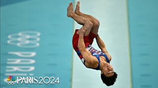 Asher Hong calm and composed on vault in Paris Olympic qualification  NBC Sports [upl. by Eannyl834]