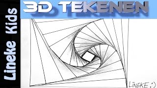 3D tekenen in stappen Optische illusie SPIRAAL voor beginners [upl. by Ahsratal]