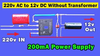 Convert AC 220v to DC 12v Circuit Simulate in Proteus [upl. by Lucy]