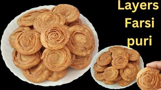 Farsi puri recipe  फरसी पूरी रेसिपी  gehu Atta layers farsi puri recipe [upl. by Rodablas]