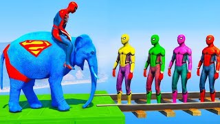 Long Slide Game With Elephant Gorilla Buffalo Hippopotamus Tiger  3d Animal Game  Funny 3d Animals [upl. by Irolav]