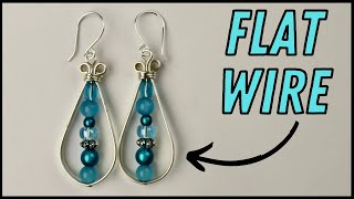 Flat Artistic Wire Beaded Teardrop Earrings Tutorial [upl. by Betta]