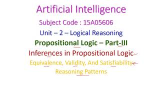 Propositional logic in artificial intelligence  Lec23 [upl. by Llemmart]