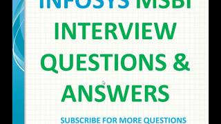 infosys msbi Interview Questions and Answers [upl. by Kelton]