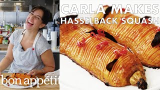 Carla Makes Hasselback Butternut Squash  From the Test Kitchen  Bon Appétit [upl. by Haldas]