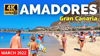 Gran Canaria Amadores Beach Walk Spain 4K  March 2 2022 Canary Islands [upl. by Rosenstein]