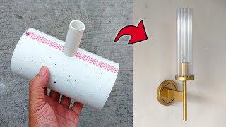 Modern Wall Decorative Lamp  DIY Crafts  PVC Pipe Project [upl. by Aduhey]