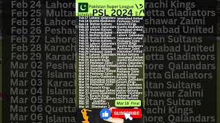 PSL 2024 schedule Cricket match today United vs Qalandars Gladiators Kings Sultans Zalmi Time table [upl. by Jabin]