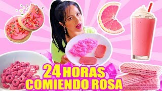 24 HORAS COMIENDO ROSA  RETO  SORTEO DE IPHONE 11 PRO  Mariale [upl. by Bronk]