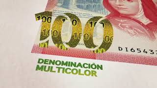 Billete de 100 pesos de la familia G  elementos de seguridad [upl. by Pimbley]