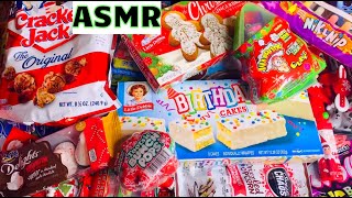 ASMR NEW Yummy Snack Opening Chocolate Peeps Sour Spray Edible Necklace Tootsie Pops Little Debbies [upl. by Meter]