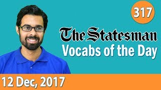 ✅ The Statesman Vocabulary 12th Dec 2017  Learn 10 New Words with Tricks  Day317 [upl. by Angie]