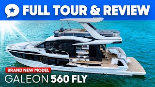 NEW Galeon 560 Fly Yacht Tour amp Review  YachtBuyer [upl. by Alya]